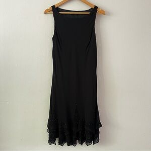 Jones New York Vintage Y2K Silk Beaded Sleeveless Cocktail Dress Black size‎ 8